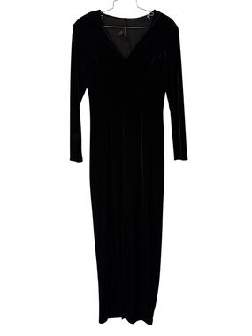 Vintage Scott McClintock Velvet Leg Slit Long-Sleeve Maxi Dress Black Size 8